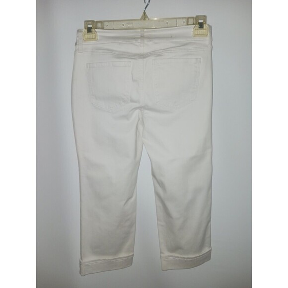 NYDJ Marilyn Straight Crop Jeans Womens‎ 4 Cuffed Optic White MCFO2108 LiftxTuck - Picture 5 of 10